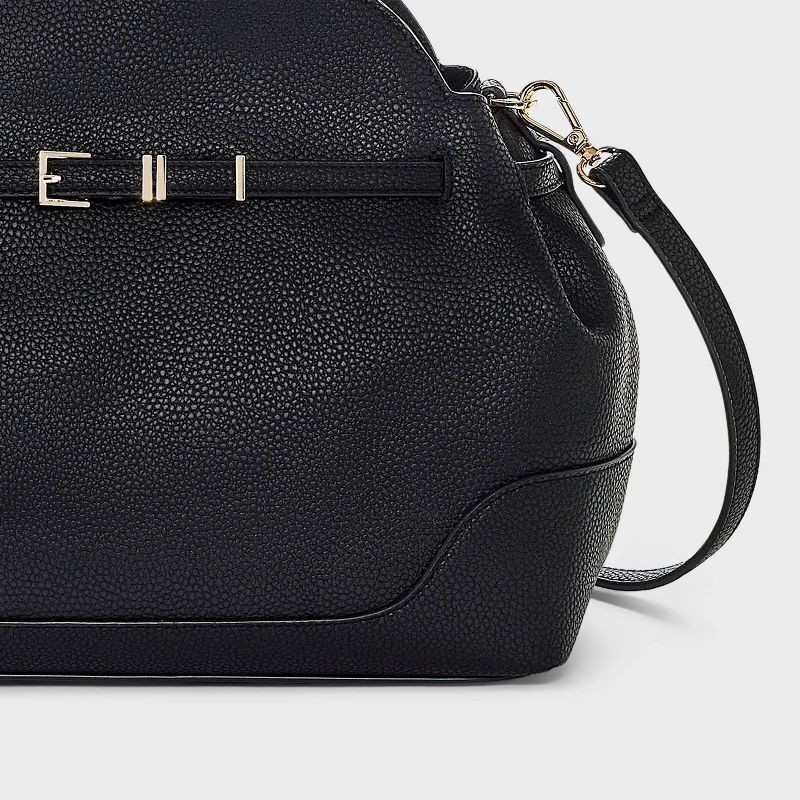slide 5 of 5, Belted Satchel Handbag - A New Day™ Black, 1 ct