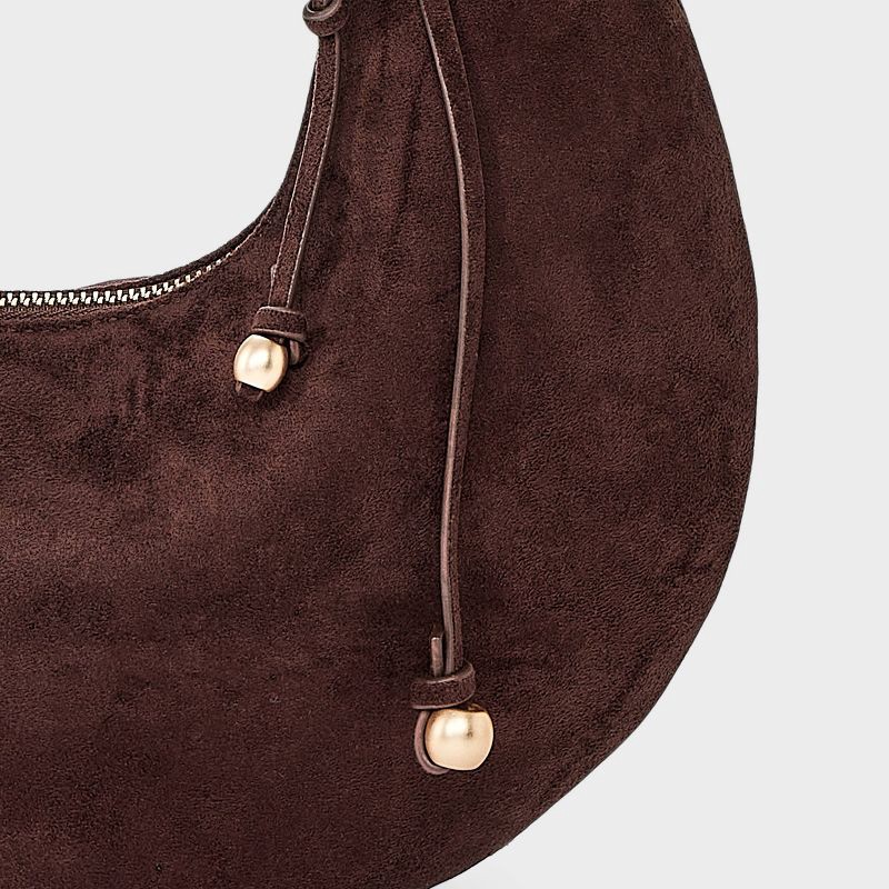 slide 5 of 5, Metal Handle Crescent Saddle Handbag - A New Day™ Brown, 1 ct