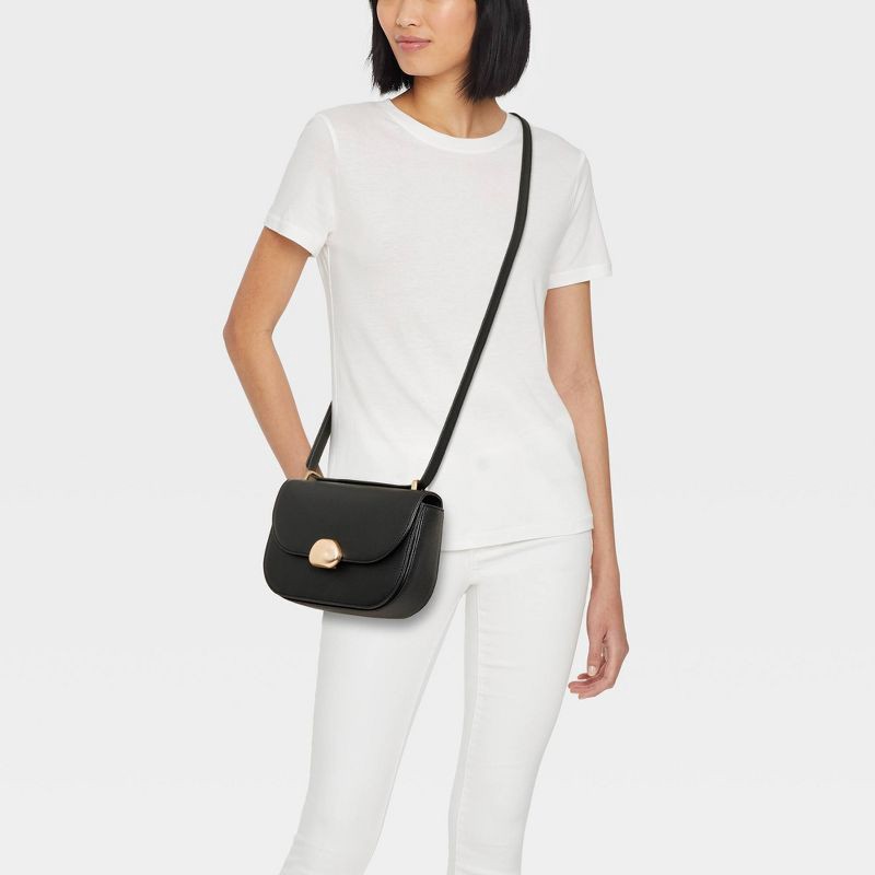 slide 2 of 5, Flap Crossbody Bag - A New Day™ Black, 1 ct