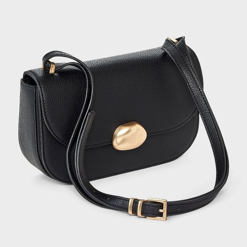 slide 3 of 5, Flap Crossbody Bag - A New Day™ Black, 1 ct