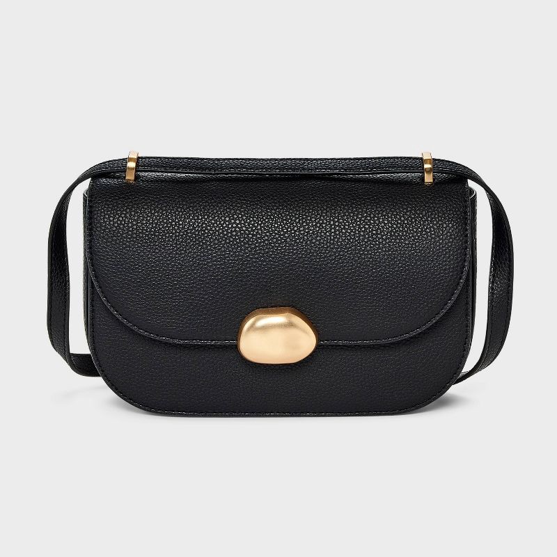 slide 1 of 5, Flap Crossbody Bag - A New Day™ Black, 1 ct