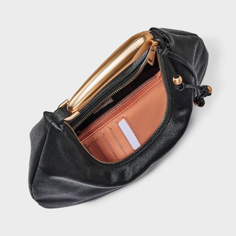 slide 4 of 5, Metal Handle Crescent Saddle Handbag - A New Day™ Black, 1 ct