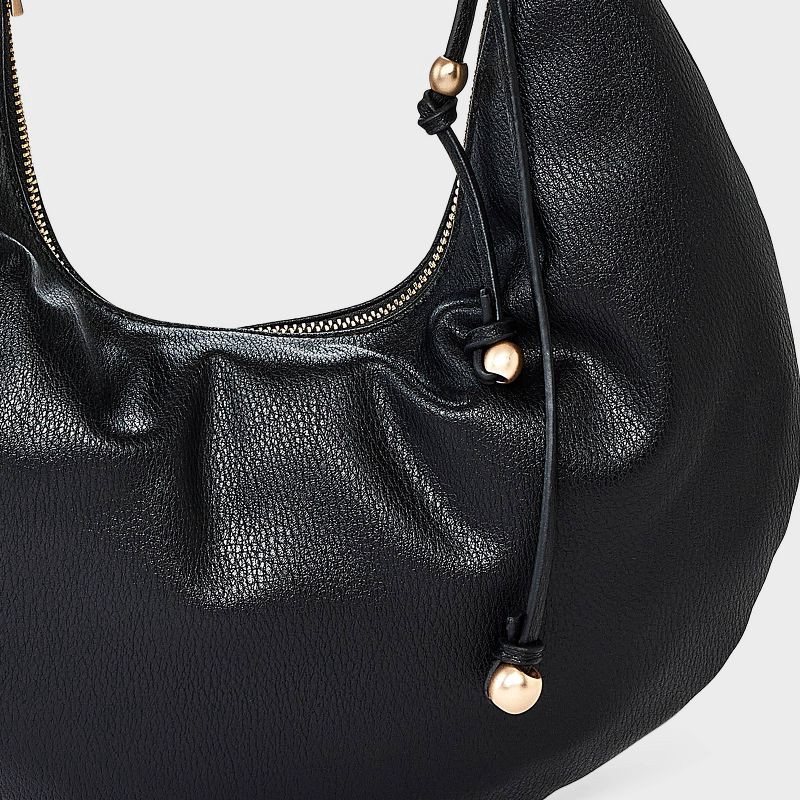 slide 5 of 5, Metal Handle Crescent Saddle Handbag - A New Day™ Black, 1 ct