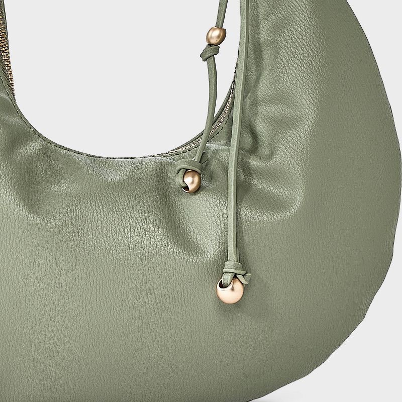 slide 1 of 5, Metal Handle Crescent Saddle Handbag - A New Day™ Green, 1 ct