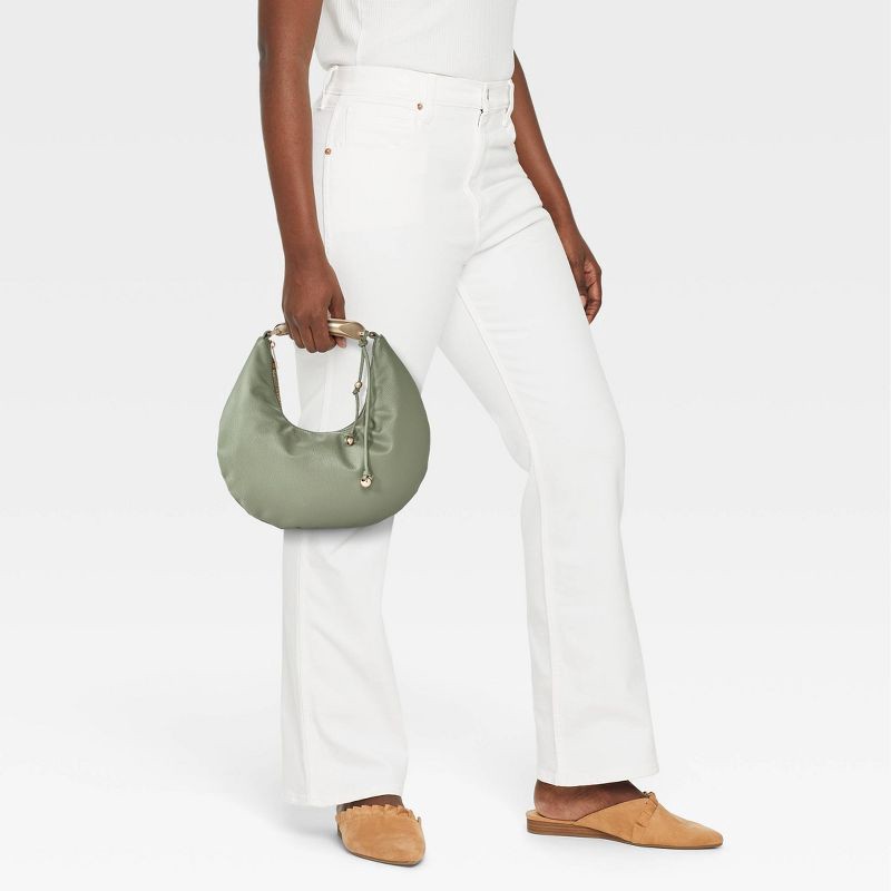 slide 2 of 5, Metal Handle Crescent Saddle Handbag - A New Day™ Green, 1 ct