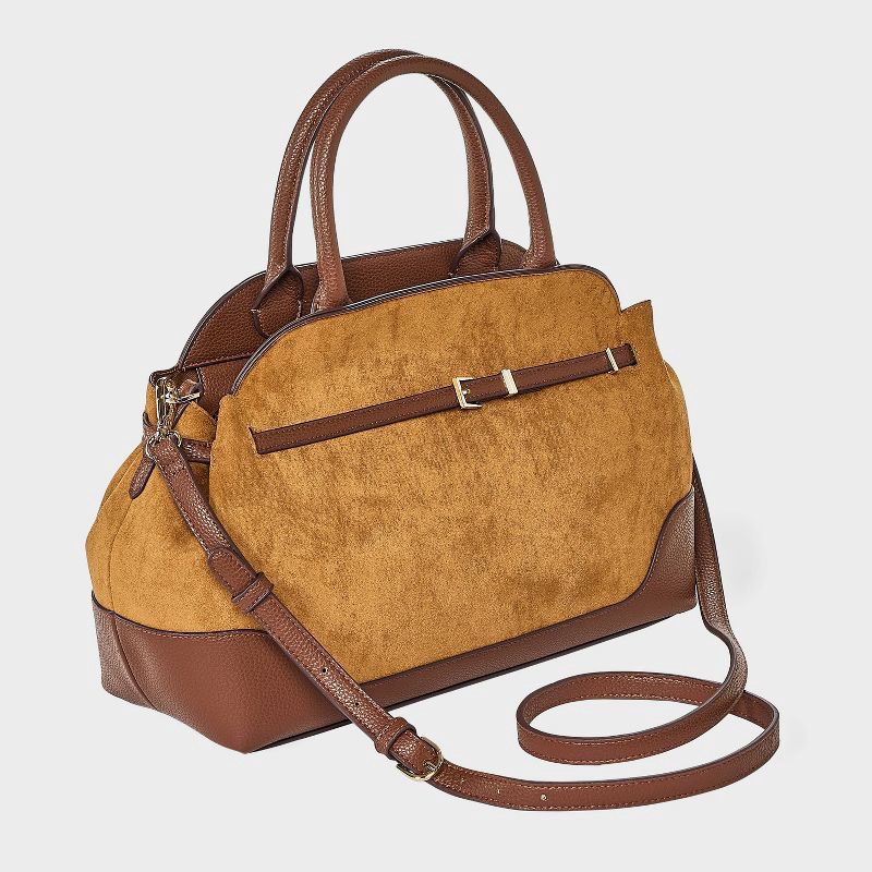 slide 3 of 5, Belted Satchel Handbag - A New Day™ Brown, 1 ct