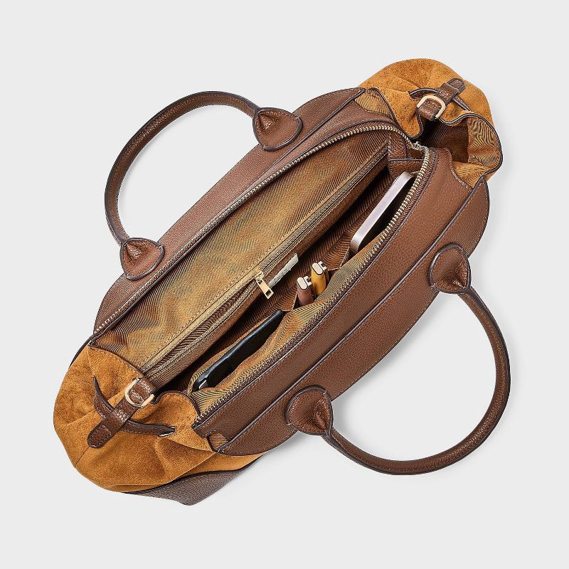 slide 4 of 5, Belted Satchel Handbag - A New Day™ Brown, 1 ct