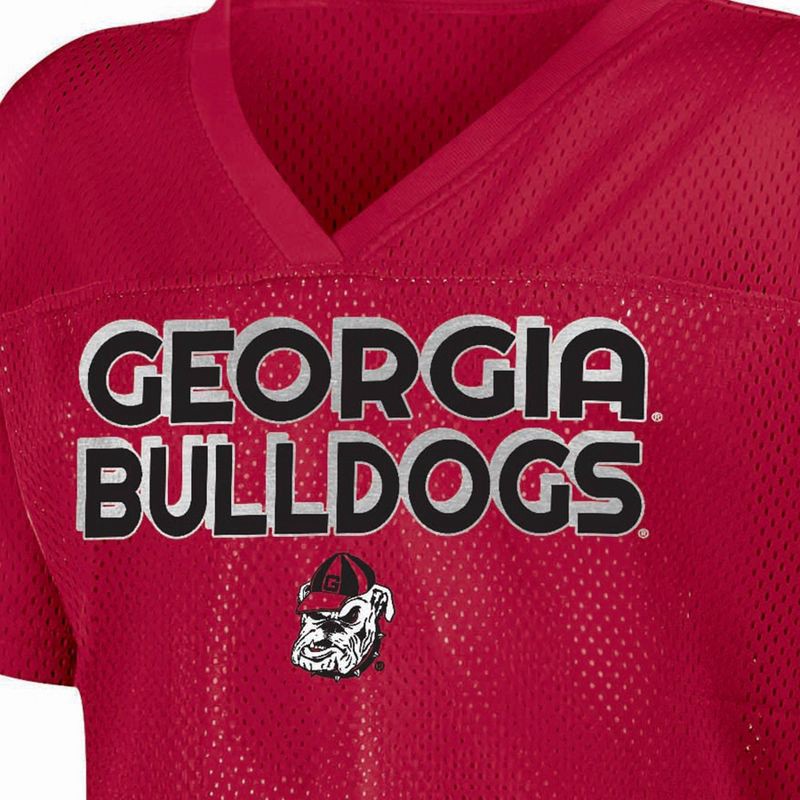 slide 3 of 3, NCAA Georgia Bulldogs Girls' White Jersey - XS, 1 ct