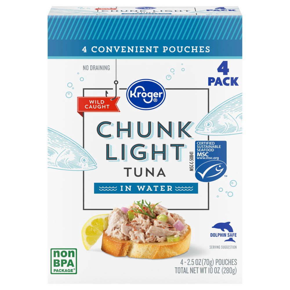 slide 1 of 1, Kroger® Light Tuna Pouch, 4 ct; 2.5 oz