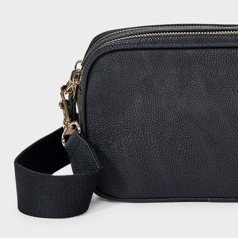 slide 5 of 5, Double Zip Camera Crossbody Handbag - Universal Thread™ Black, 1 ct