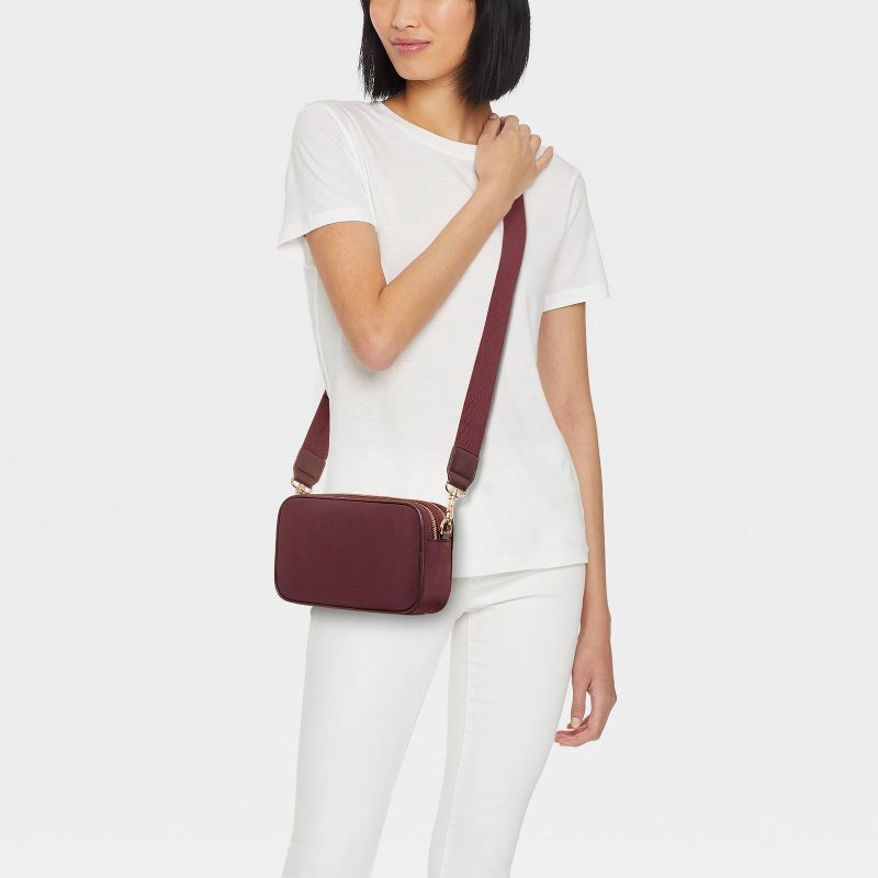 slide 2 of 5, Double Zip Camera Crossbody Bag - Universal Thread™ Maroon, 1 ct