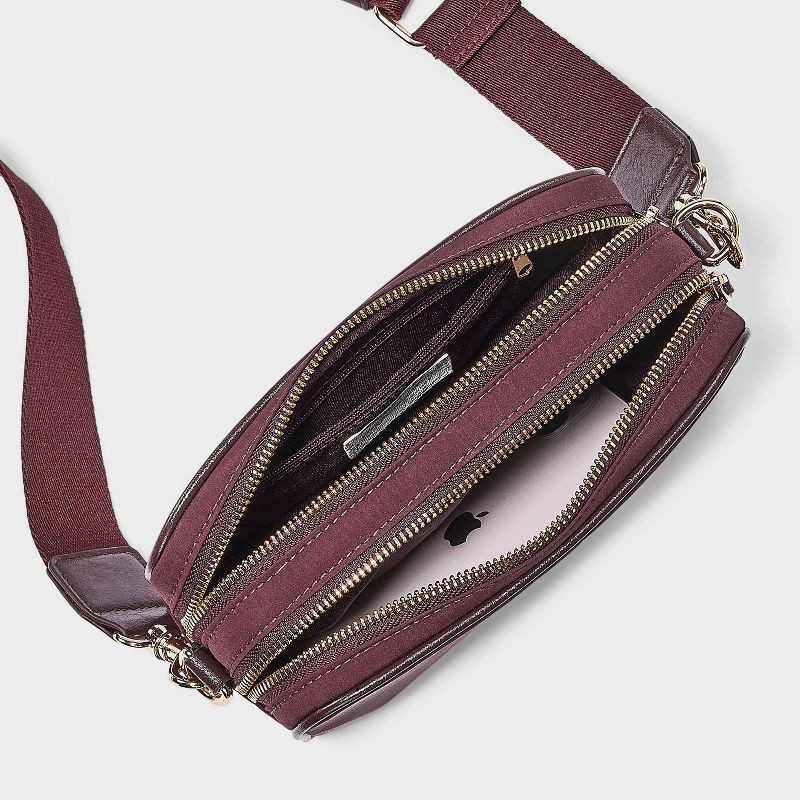 slide 4 of 5, Double Zip Camera Crossbody Bag - Universal Thread™ Maroon, 1 ct