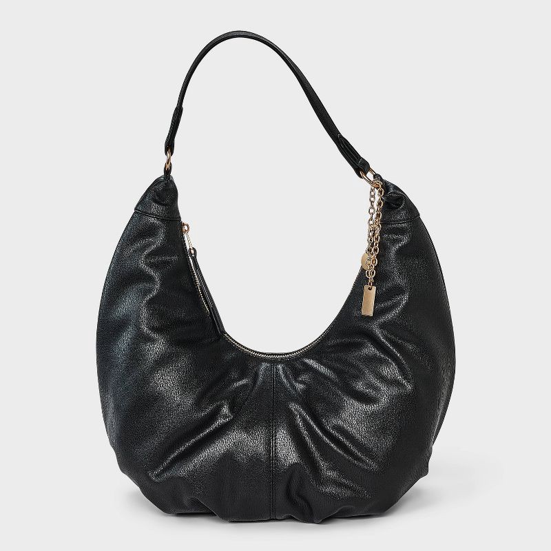 slide 1 of 5, Oversized Crescent Shoulder Bag - Universal Thread™ Black, 1 ct