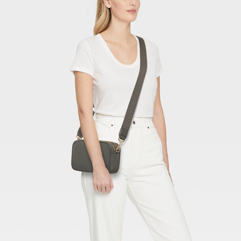 slide 2 of 5, Double Zip Camera Crossbody Bag - Universal Thread™ Gray, 1 ct