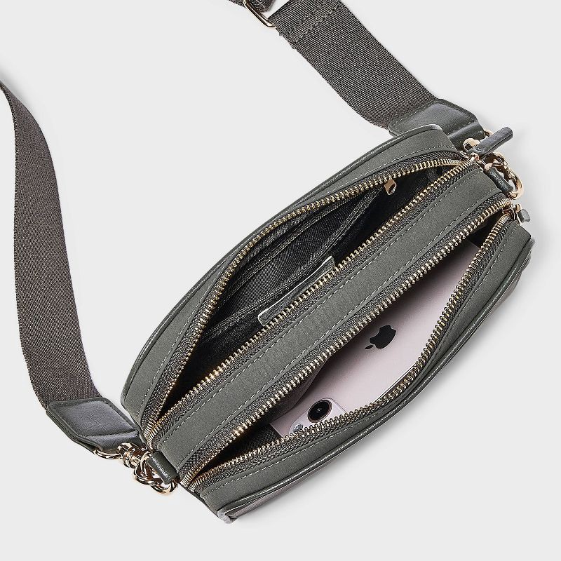 slide 4 of 5, Double Zip Camera Crossbody Bag - Universal Thread™ Gray, 1 ct