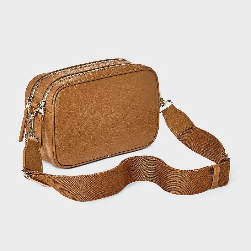 slide 3 of 5, Double Zip Camera Crossbody Handbag - Universal Thread™ Brown, 1 ct