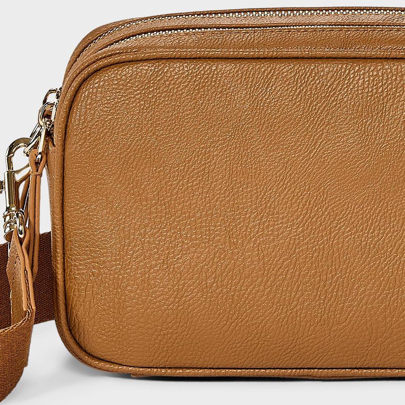 slide 5 of 5, Double Zip Camera Crossbody Handbag - Universal Thread™ Brown, 1 ct