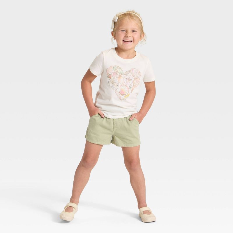 slide 3 of 3, Toddler Girls' Woven Shorts - Cat & Jack™ Light Olive 2T, 1 ct