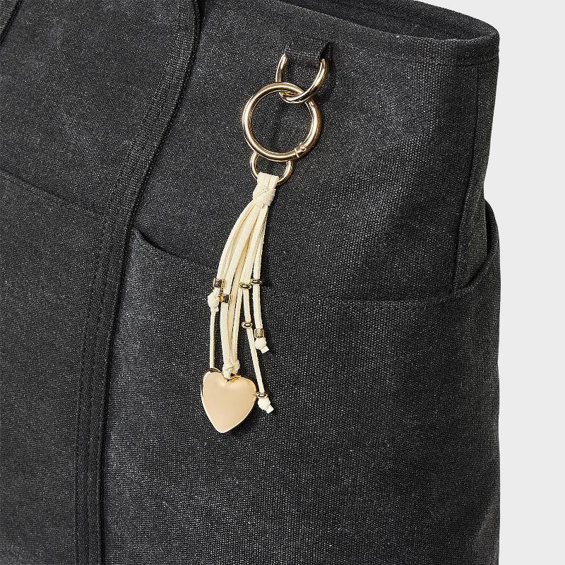 slide 2 of 2, Faux Suede Fringe Bag Charm - Universal Thread™ Cream, 1 ct