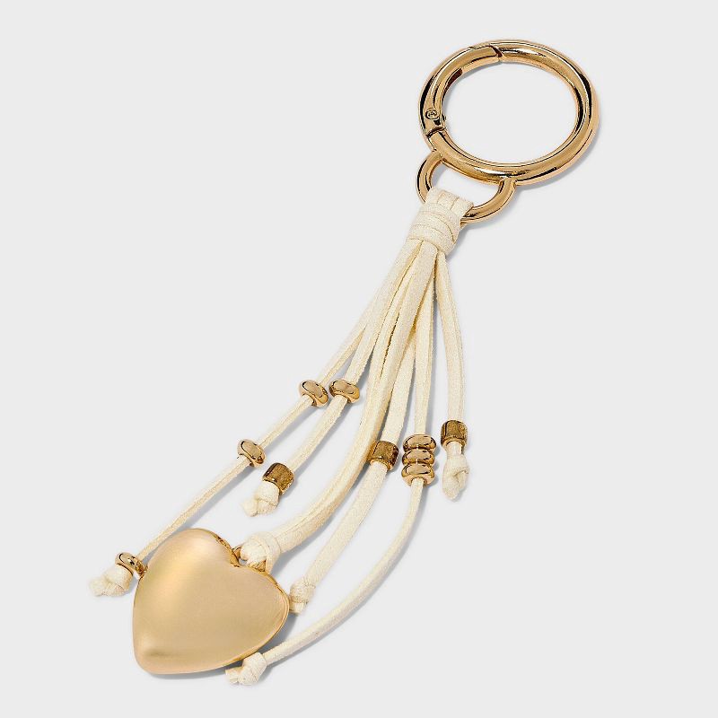slide 1 of 2, Faux Suede Fringe Bag Charm - Universal Thread™ Cream, 1 ct