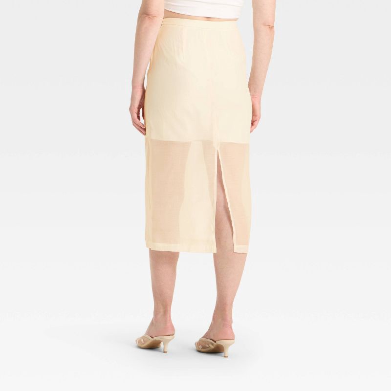 slide 2 of 3, Women's Sheer Midi A-Line Skirt - A New Day™ Cream 4, 1 ct