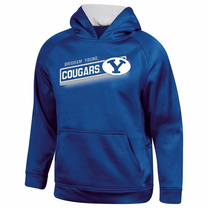 slide 1 of 3, NCAA BYU Cougars Boys' Gray Hooded Sweatshirt - S, 1 ct