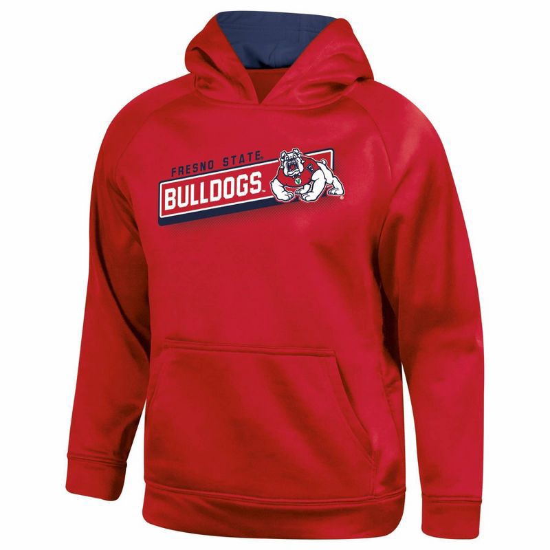 slide 1 of 3, NCAA Fresno State Bulldogs Boys' Gray Hooded Sweatshirt - M: Polyester Fleece, Kangaroo Pocket, 1 ct
