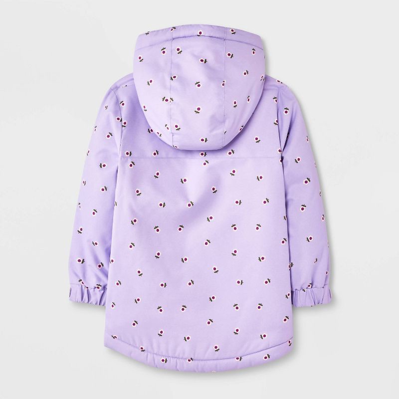 slide 2 of 4, Toddler Girls' Hooded Floral Printed Parka Jacket - Cat & Jack™ Lavender 3T, 1 ct