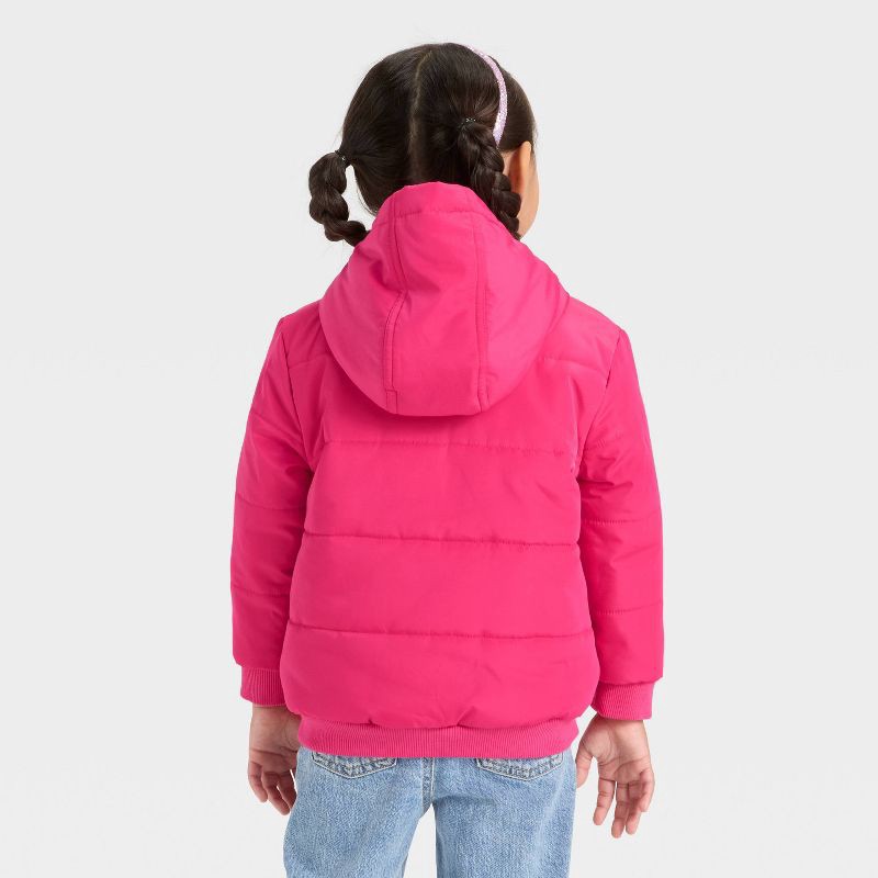 slide 2 of 3, Toddler Girls' Striped Heavyweight Puffer Jacket - Cat & Jack™ Pink 3T, 1 ct