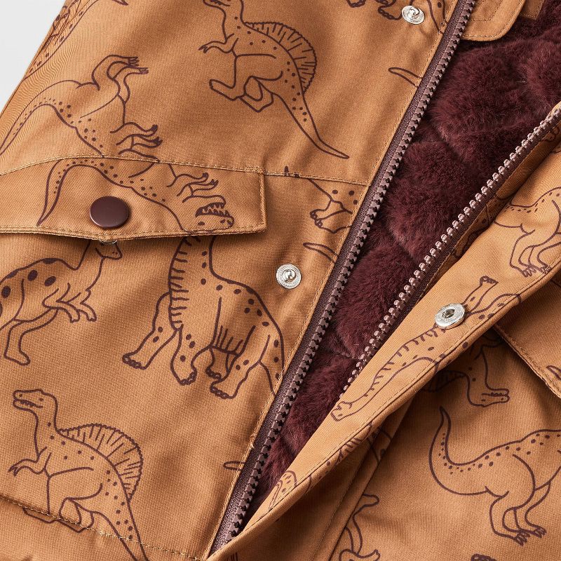 slide 2 of 4, Toddler Boys' Dino Printed Hooded Parka Jacket - Cat & Jack™ Brown 2T, 1 ct
