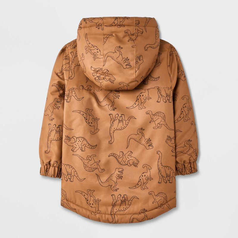 slide 2 of 4, Toddler Boys' Dino Printed Hooded Parka Jacket - Cat & Jack™ Brown 3T, 1 ct