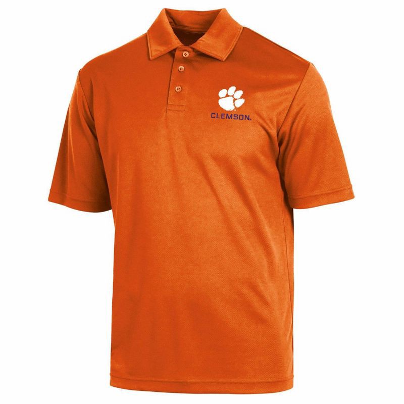 slide 1 of 3, NCAA Clemson Tigers Men's Polo T-Shirt - S, 1 ct
