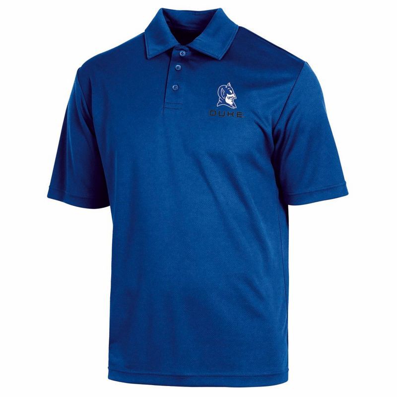 slide 1 of 3, NCAA Duke Blue Devils Men's Polo T-Shirt - M: Lightweight Polyester, Standard Fit, 1 ct