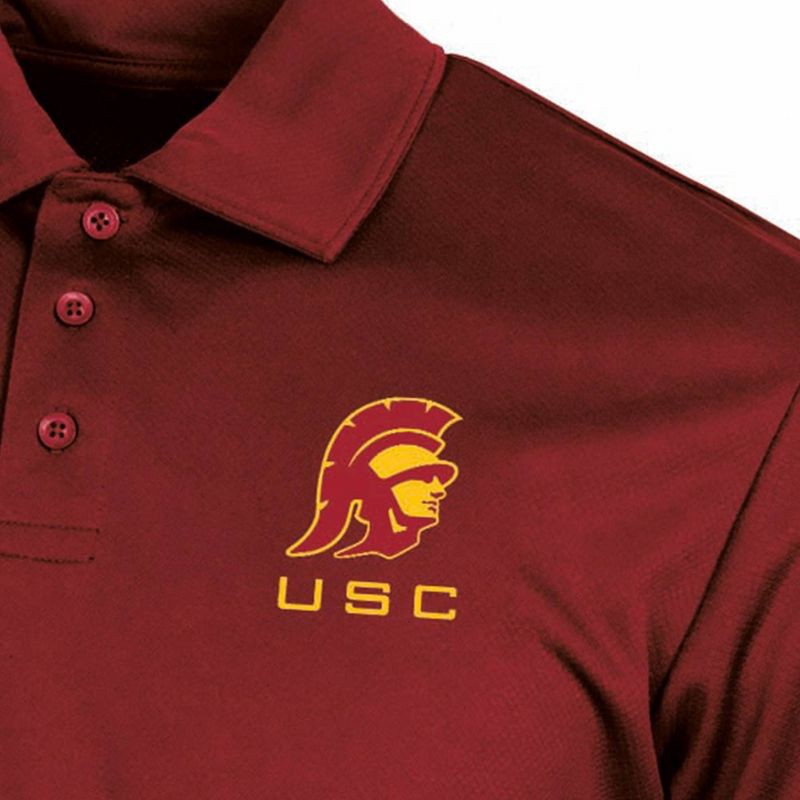 slide 3 of 3, NCAA USC Trojans Men's Polo T-Shirt - M: Lightweight Polyester, Standard Fit, 1 ct