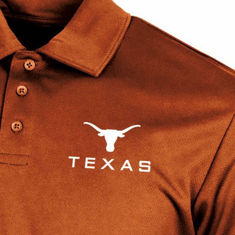 slide 3 of 3, NCAA Texas Longhorns Men's Polo T-Shirt - M: Lightweight Polyester, Standard Fit, 1 ct
