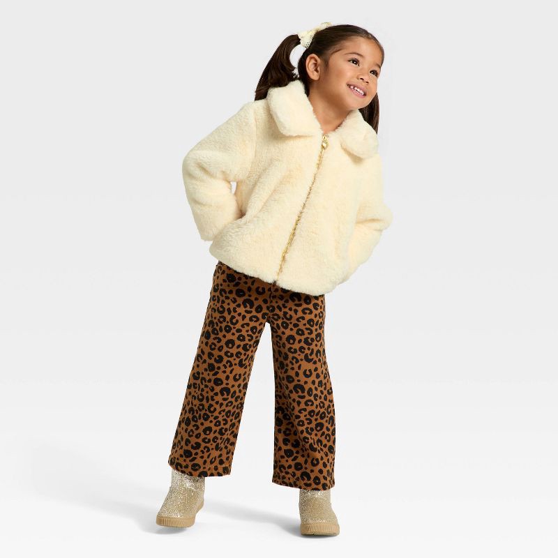 slide 3 of 3, Toddler Girls' Holiday Dressy Faux Fur Jacket - Cat & Jack™ Cream 12M, 1 ct