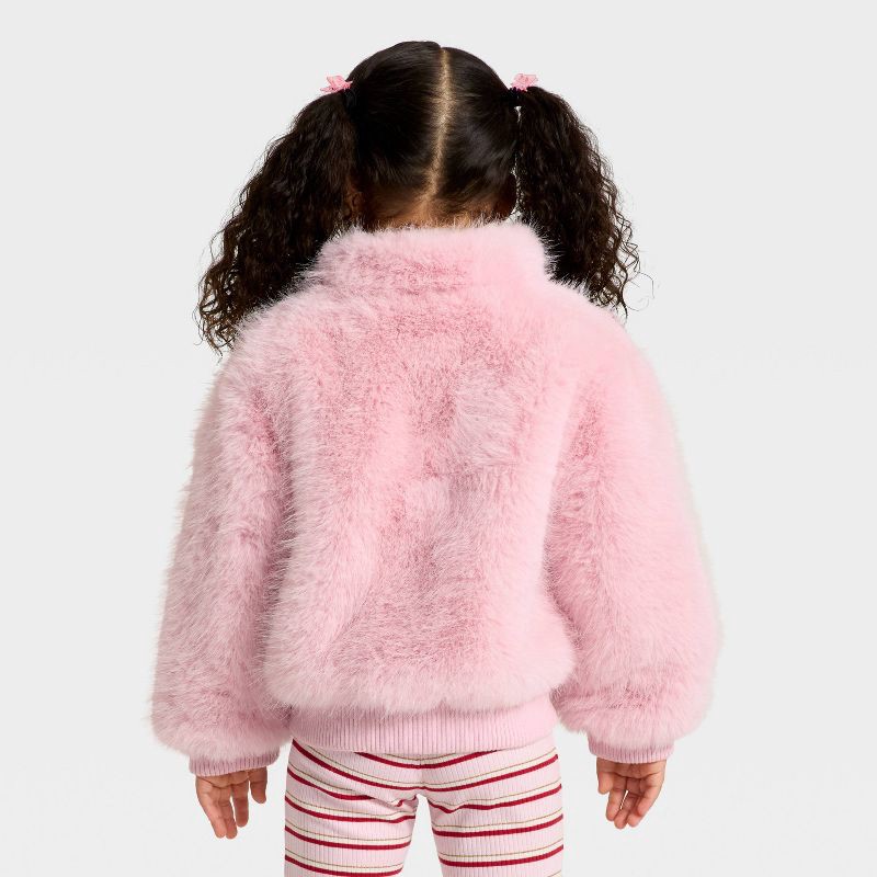 slide 2 of 3, Toddler Girls' Faux Fur Bluson Jacket - Cat & Jack™ Pink 5T, 1 ct