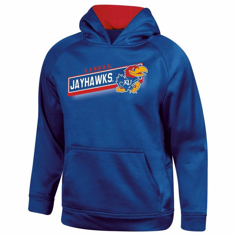 slide 1 of 3, NCAA Kansas Jayhawks Boys' Gray Hooded Sweatshirt - S, 1 ct