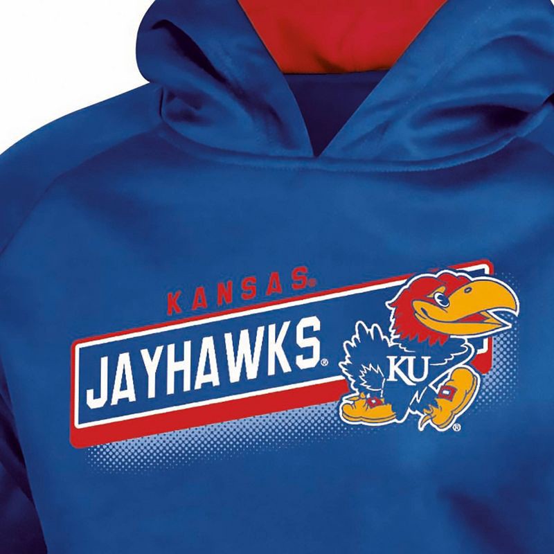 slide 3 of 3, NCAA Kansas Jayhawks Boys' Gray Hooded Sweatshirt - M: Polyester Fleece Pullover, 1 ct