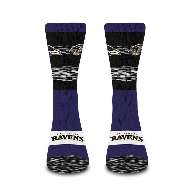slide 3 of 3, NFL Baltimore Ravens Mixer Crew Socks - Large: Cushioned Heel & Toe, Knit Fabric, 1 ct