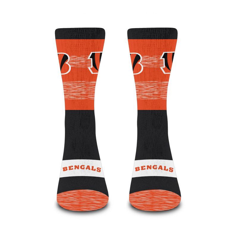 slide 2 of 3, NFL Cincinnati Bengals Mixer Crew Socks - Large: Cushioned Heel & Toe, Knit Fabric, 1 ct