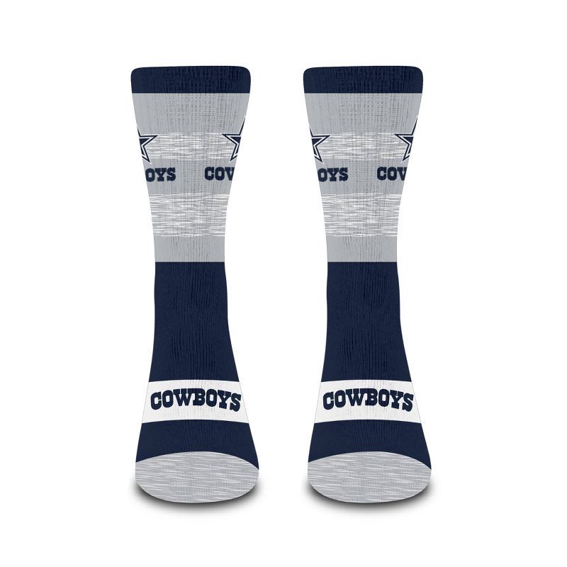 slide 3 of 3, NFL Dallas Cowboys Mixer Crew Socks - Large: Cushioned Heel & Toe, Knit Fabric, 1 ct