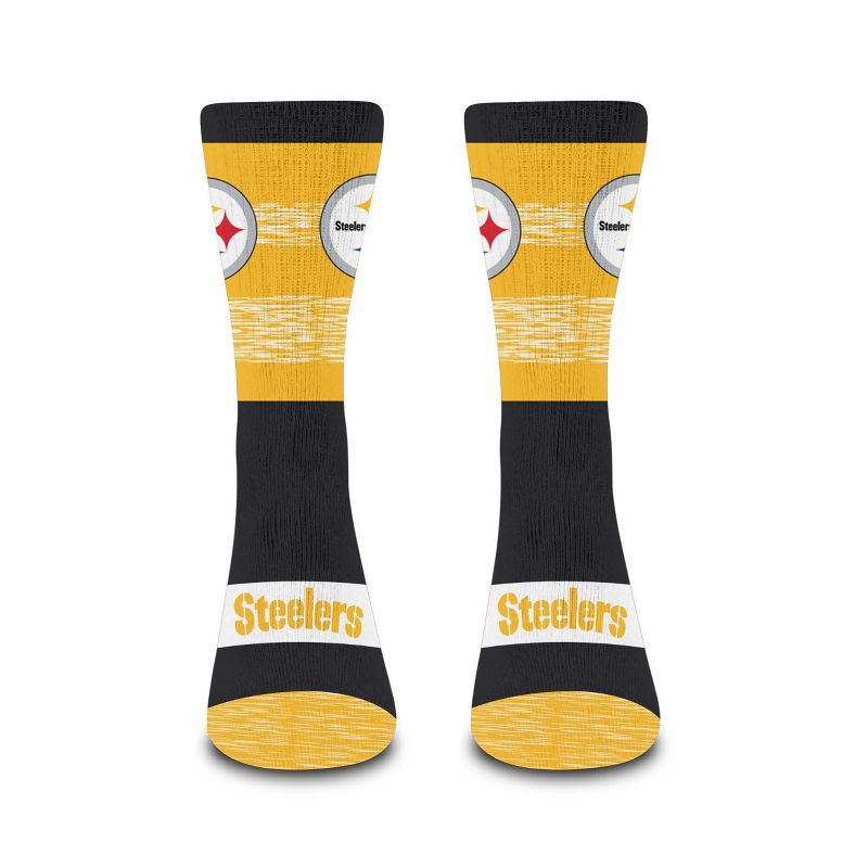 slide 2 of 3, NFL Pittsburgh Steelers Mixer Crew Socks - Large: Cushioned Heel & Toe, Knit Fabric, 1 ct