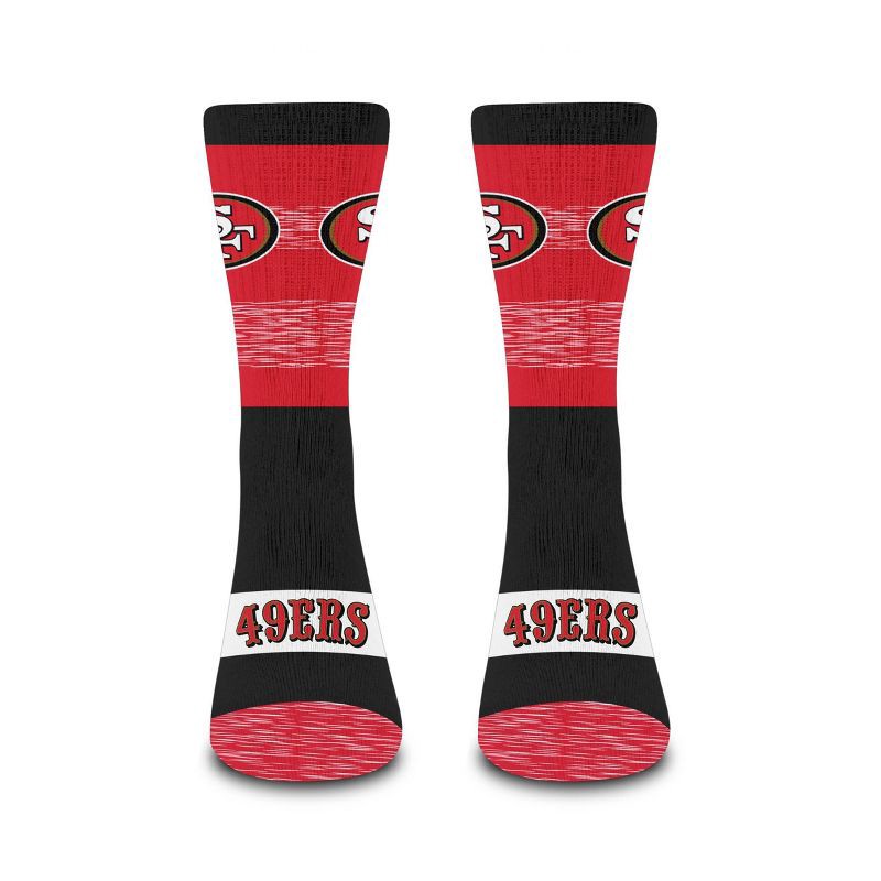 slide 3 of 3, NFL San Francisco 49ers Mixer Crew Socks - Large: Cushioned Heel & Toe, Logo Pattern, 1 ct