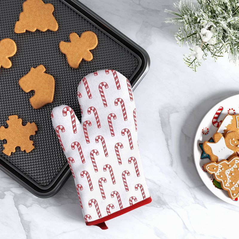 slide 2 of 3, Christmas Candy Canes Cotton Oven Mitts - Wondershop™, 1 ct