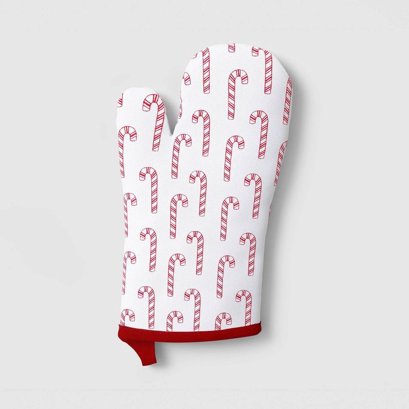 slide 1 of 3, Christmas Candy Canes Cotton Oven Mitts - Wondershop™, 1 ct