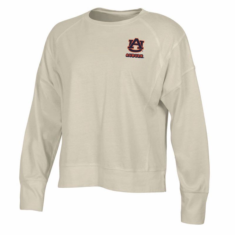 slide 1 of 3, NCAA Auburn Tigers Women's Long Sleeve Cream T-Shirt - L, 1 ct