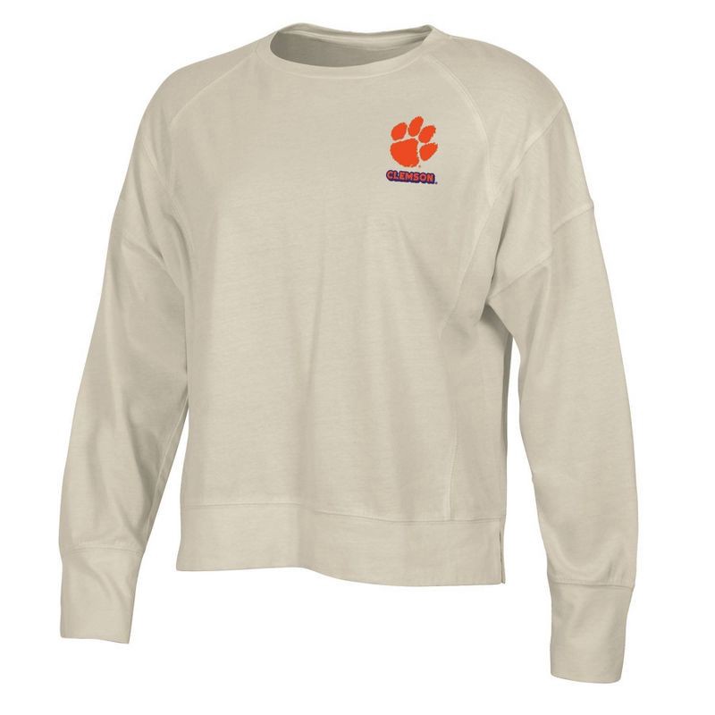 slide 1 of 3, NCAA Clemson Tigers Women's Long Sleeve Cream T-Shirt - XL, 1 ct