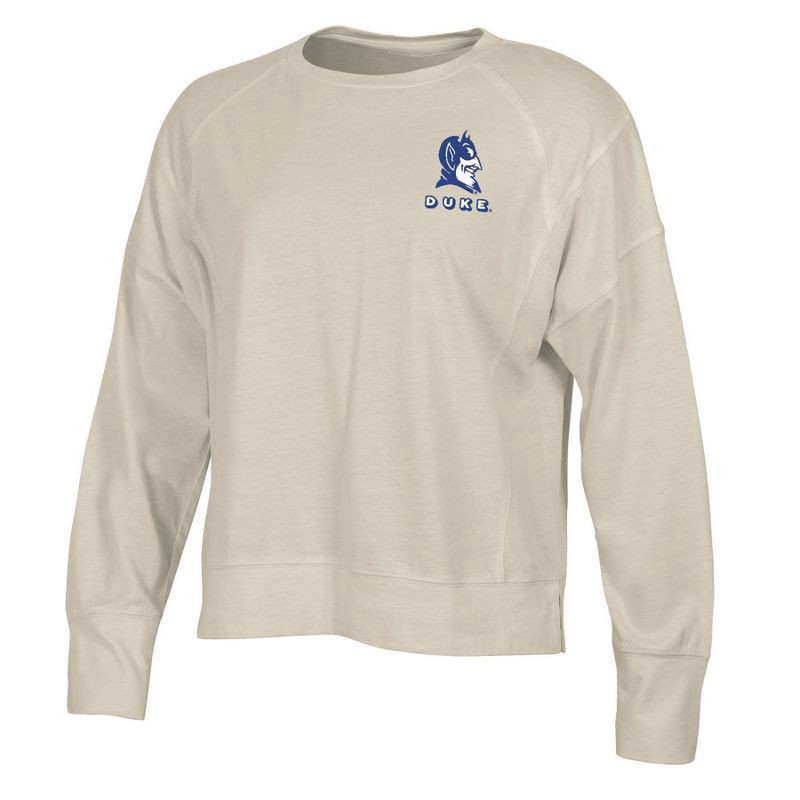 slide 1 of 3, NCAA Duke Blue Devils Women's Long Sleeve Cream T-Shirt - M, 1 ct