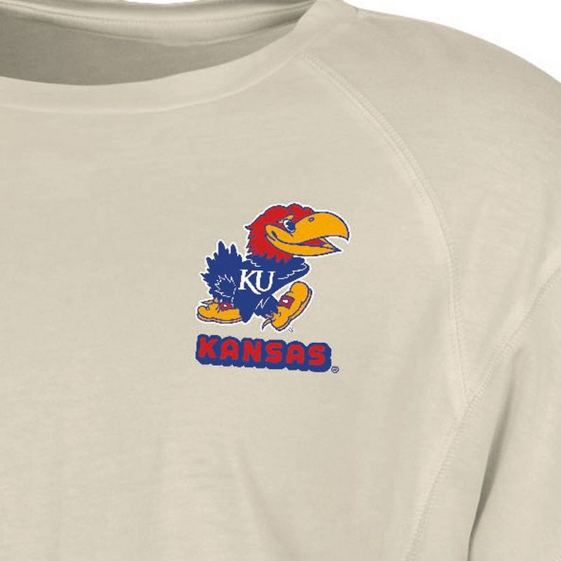 slide 3 of 3, NCAA Kansas Jayhawks Women's Long Sleeve Cream T-Shirt - M: Cotton-Polyester Blend, Below Hip Length, 1 ct